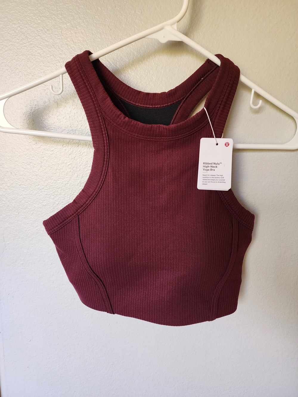 lululemon Garnet Ribbed Nulu High Neck Yoga Bra - Sz 6